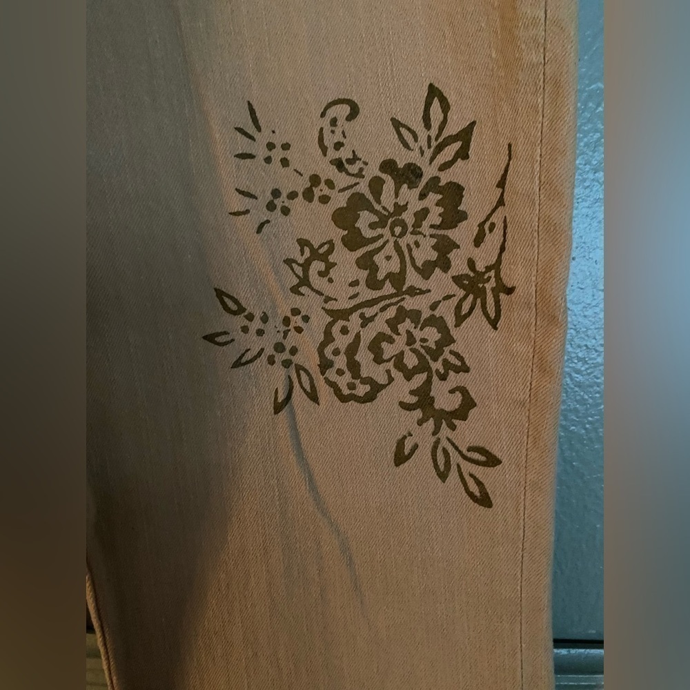 Lauren Jean Co. Jeans Womens Size 8 Khaki High Rise Floral Stenciled Detail - Picture 4 of 14